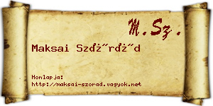 Maksai Szórád névjegykártya